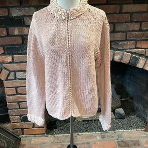 Fio USA pink Knit Zip up sweater size large